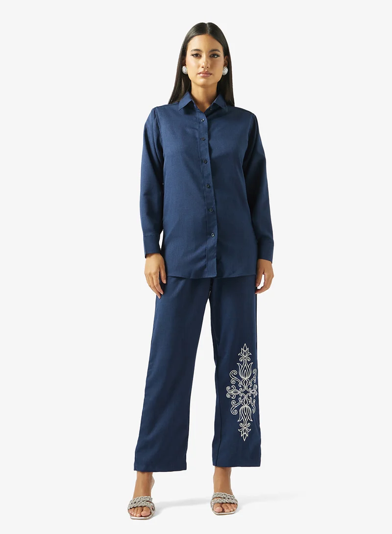 Embroidered Shirt & Pant Set Co-ord
